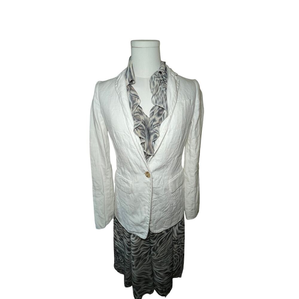 J.Crew Linen Blazer Women 00 White Tailored Casual Work Fall Jacket‎